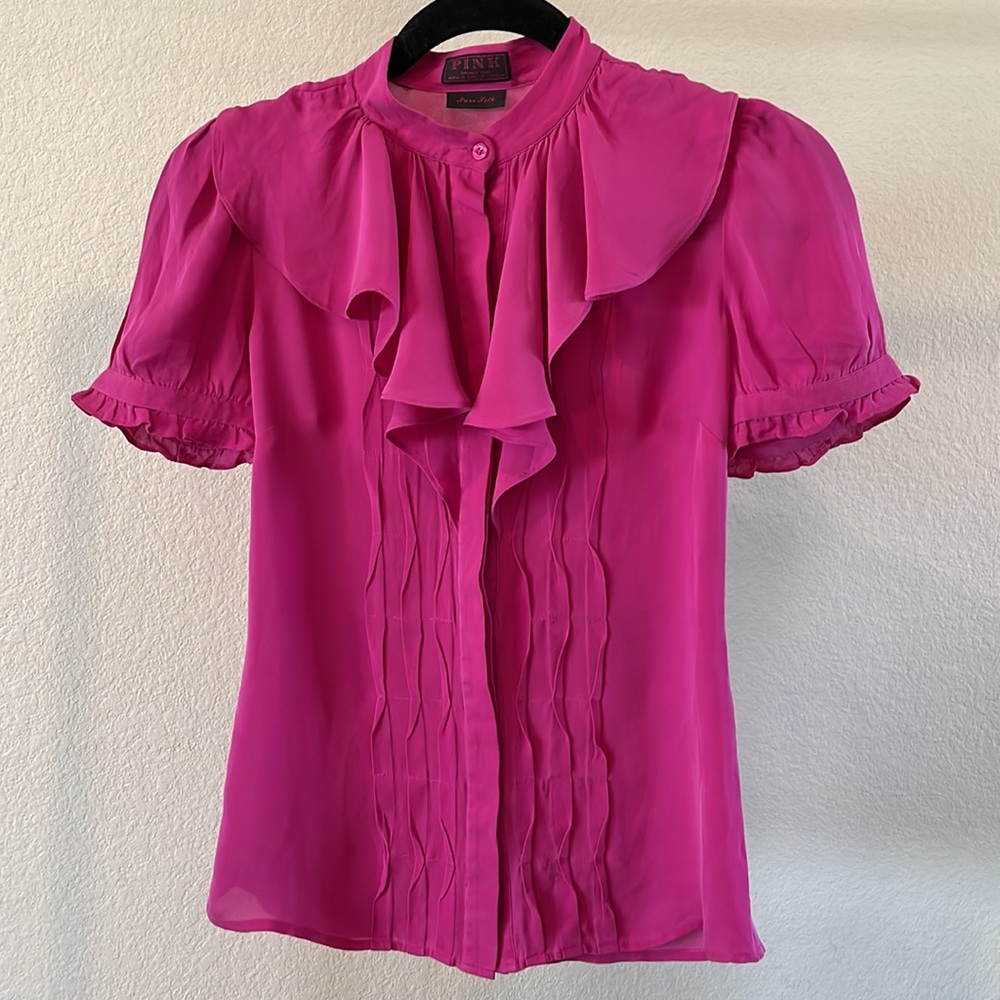 Thomas Pink Elegant Pink Ruffled Blouse